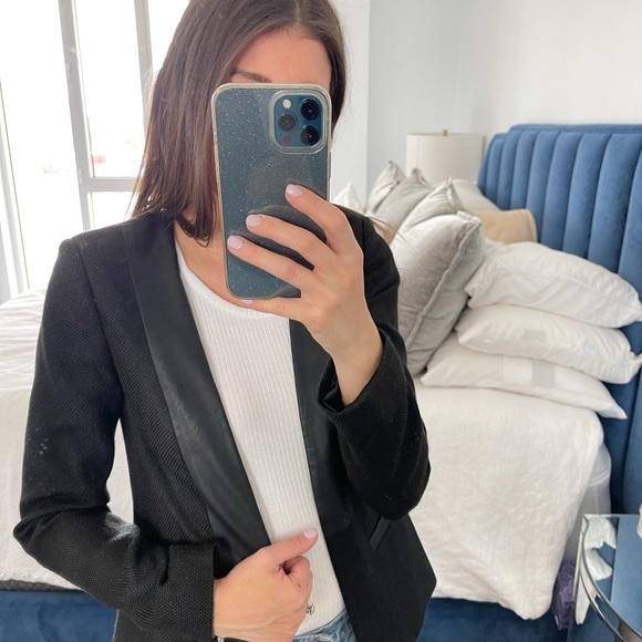 Finders keepers black blazer with leather detail - Picture 4 of 7